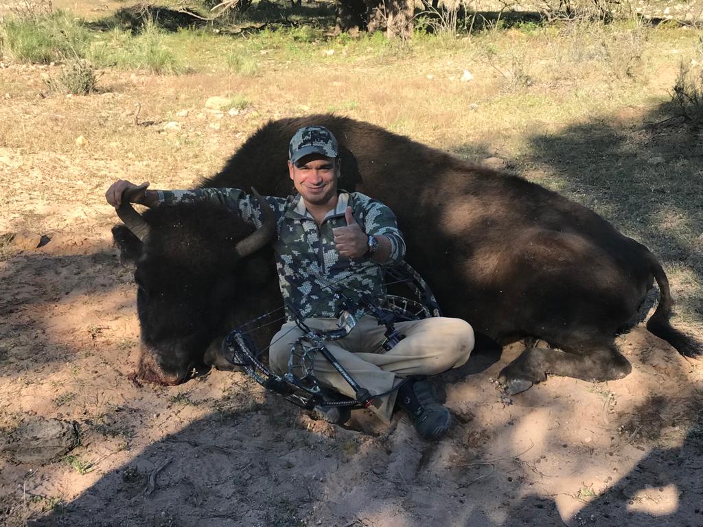 Hunter with wild boar or exotic in Chihuahua, Mexico